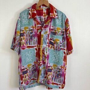 Rare VTG Pelle Pelle Marc Buchanan Art Short Sleeve All Over Print Shirt XXL